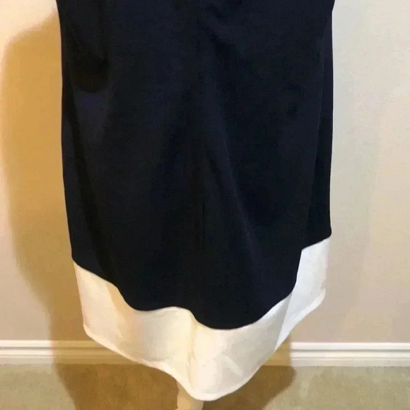 DKNY Navy & White Color Block Midi Tank Dress w/Silver Logo Side Buttons-Size 16 - Picture 8 of 11